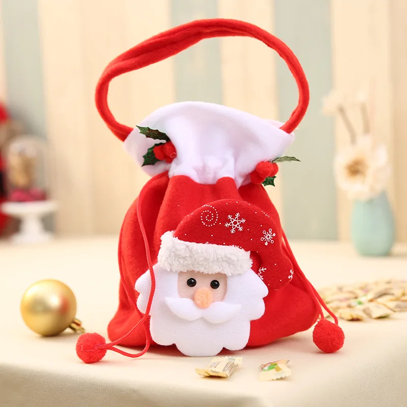 Santa Claus style Забавные Рождественские Сумки для конфет, детские подарки, красивые украшения для рождественской вечеринки для семьи, новогодние подарки, пакеты с Санта Клаусом - Цвет: Santa Claus style