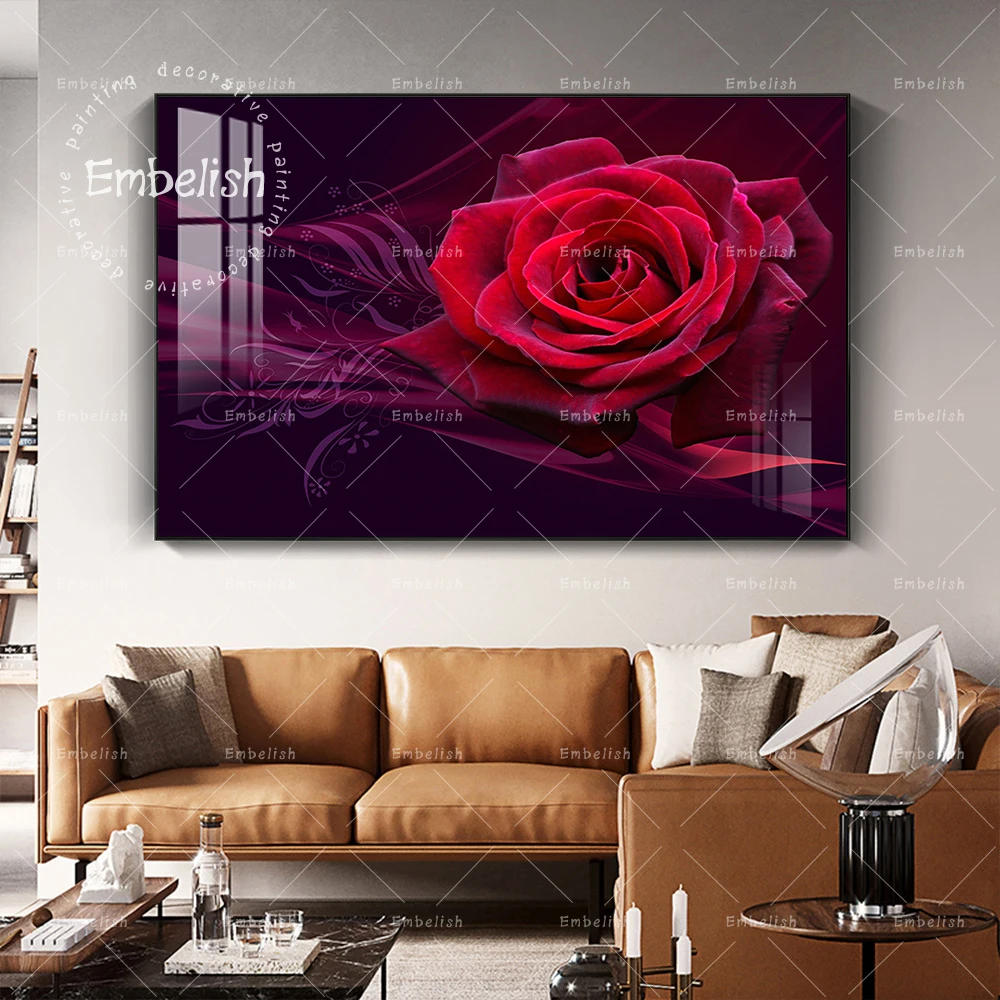 

1 Pieces Red Flowers Fashion Wall Art Pictures For Living Room HD Spray On Canvas Paintings Modern Home Decor Posters Artworks