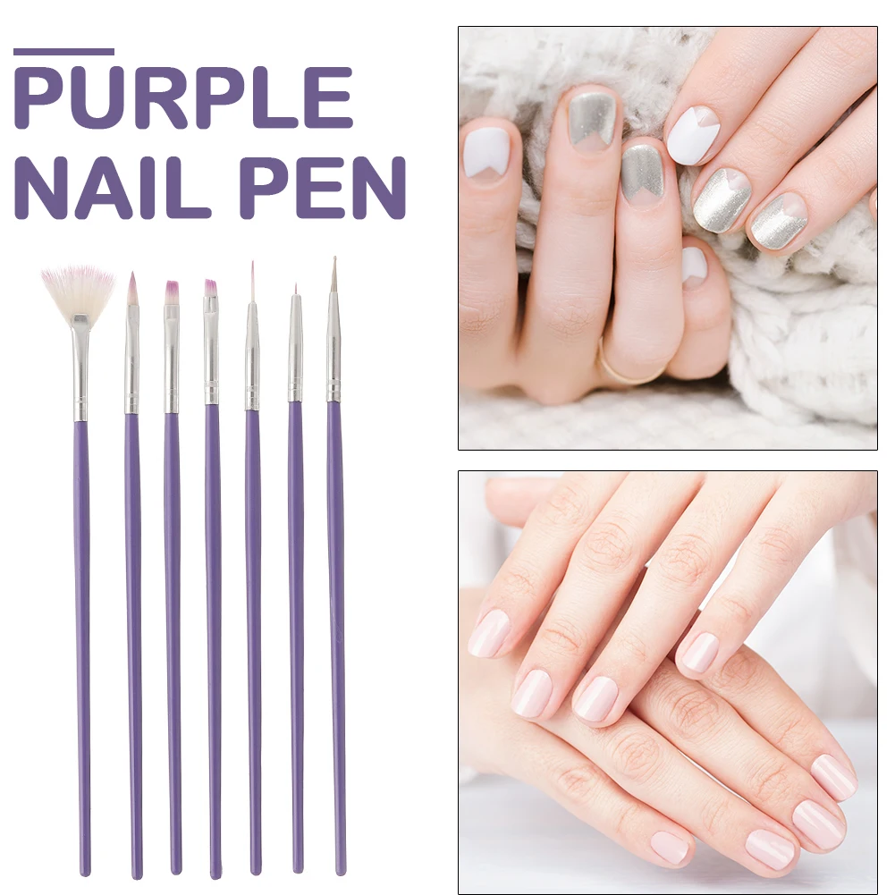 

7pcs Nail Design Painting Pen Brush UV Gel Nail Polish Row Dotting Builder Drawing Carving Nail Art Brush Set Manicure Tools