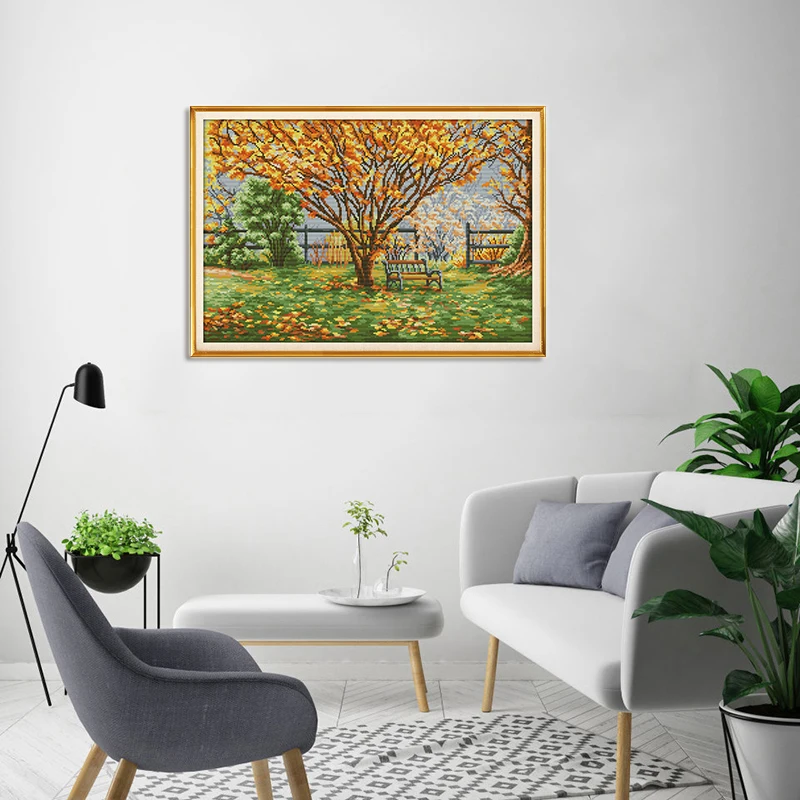 NKF Новый Набор для вышивки крестиком Опаленные листья пейзаж рукоделие DMC 11/14 CT DIY