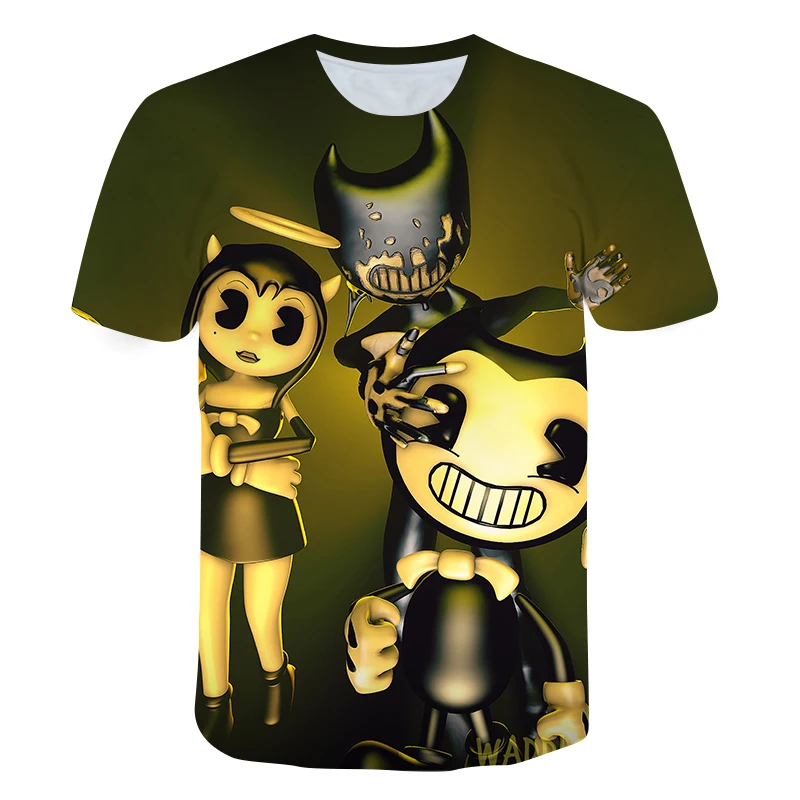 

Baby Boy Clothes Bendy Machine Funny Cartoon Print T-shirt Short Sleeve Kids 3D Summer O-Neck Girls Tshirt Baby Clothes Tops