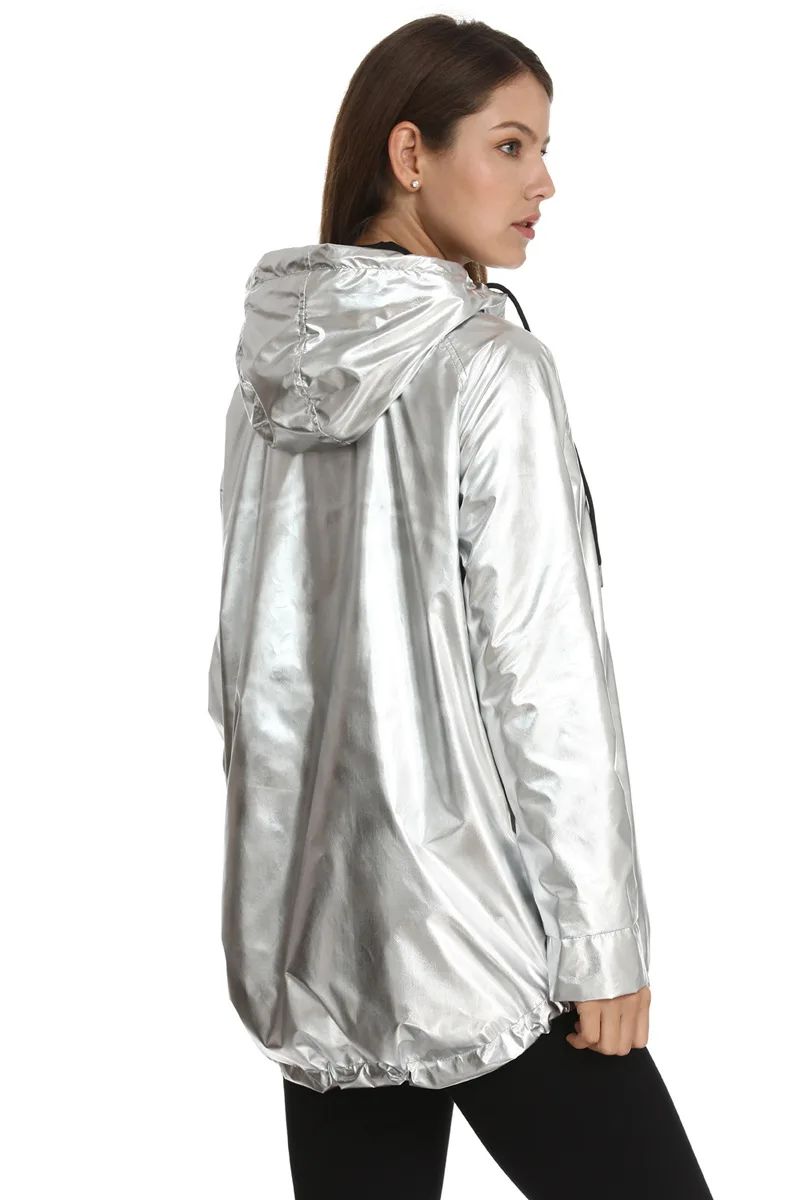Bling Gold Rose Sliver Hoodies Waterproof Sweatshirts Woman Long Sleeve Zipper Loose Harajuku Jacket Hoody Female Outwear Coats | Женская