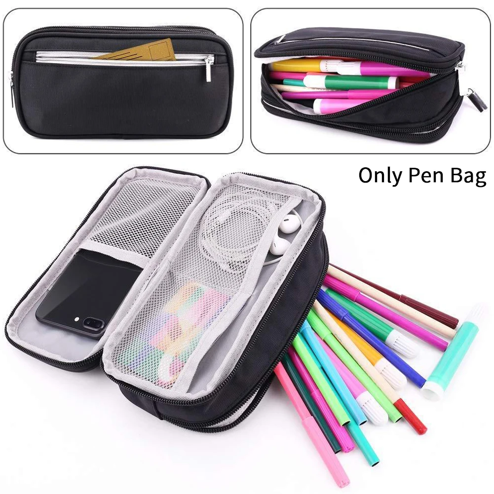 

3 Layers Stationery Holder Ruler Gift Storage Pouch Pen Bag Pencil Case Large Capacity Marker Organization Cosmetics Nylon