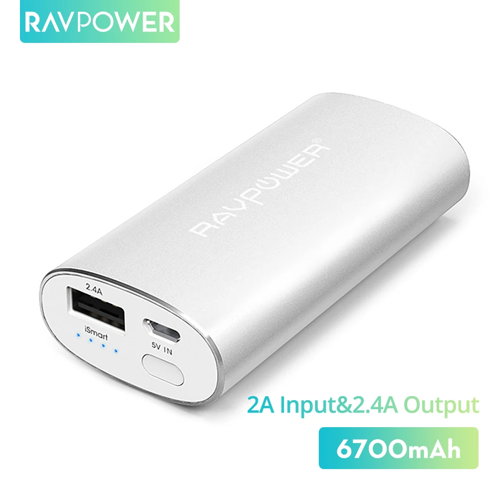 

RAVPower Mini Power Banks 6700mAh Powerbank Portable Charger Fast Charging External Poverbank for iPhone Huawei Xiaomi Silver