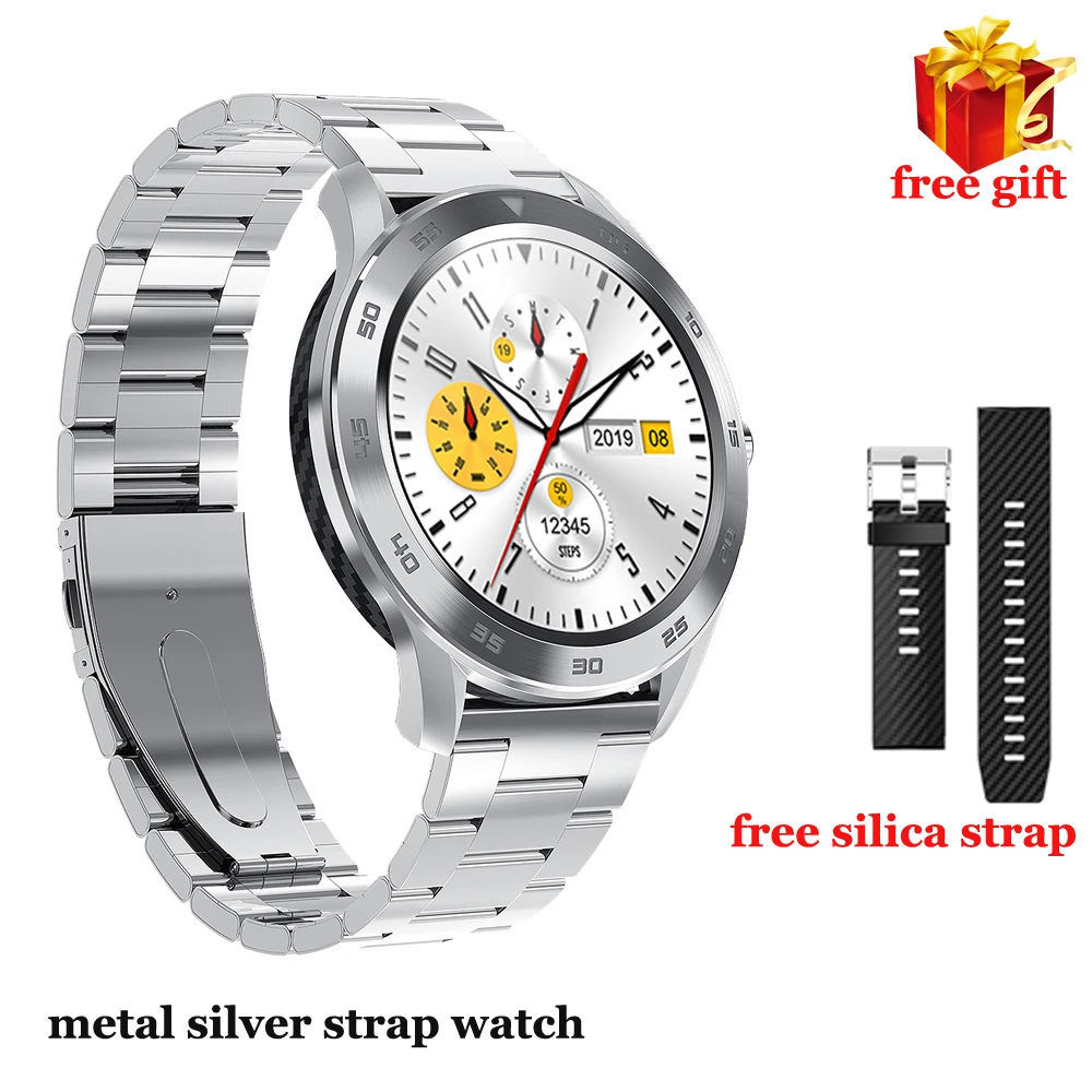 metal silver DT98 мужские умные часы IP68 Smartwatch ECG фитнес-трекер для измерения сердечного ритма полный сенсорный бизнес умные часы Bluetooth Вызов наручные часы - Цвет: metal silver