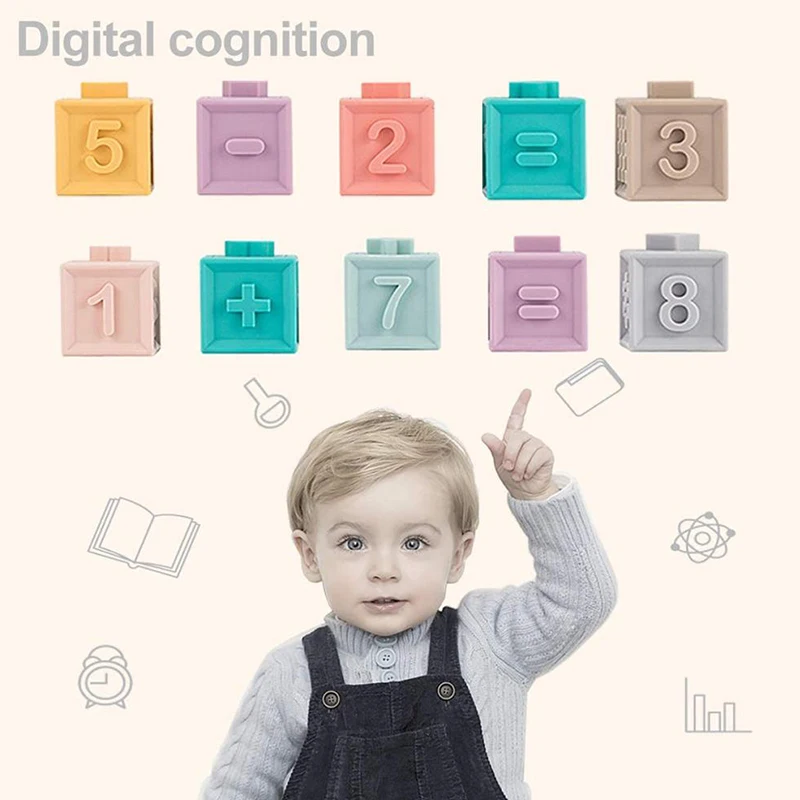 

Baby Toy Soft Building Blocks 3D Touch Hand Balls Baby Massage Rubber Teethers Squeeze Sensory Montessori Bath Toy for Kids Gift