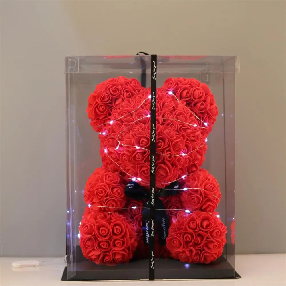 Большой плюшевый мишка 38 см искусственные цветы медведь из ПЭ розы для девушки