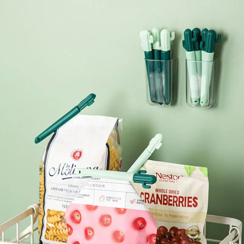 

5 Pcs Sealing Clip Creative Cactus Candy Color Plastic Bag Sealing Clip Fresh-keeping Snack Clip Tea Sealing Clip Home Storage
