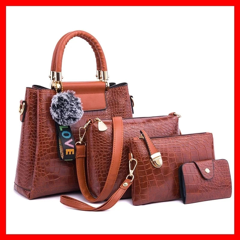 

Ceossman Women's Handbag PU leather Shoulder bag designer Luxury 2021 4 PCS Crossbody Clucth Purse Wallet Ladies Shoulder bag
