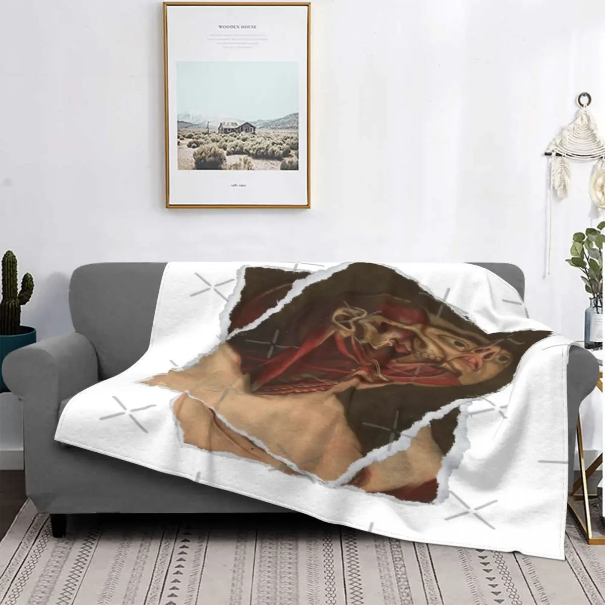 

Manta de tablero anatómico con cara rayada para cama, colcha de cama a cuadros, manta con capucha a cuadros de Anime, mantas par