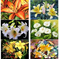 new 5d diy diamond painting lily flower diamond embroidery scenery cross stitch full square round drill crafts home decor gift