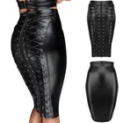 Женская юбка-карандаш из ПУ кожи, с завышенной талией, на молнии
