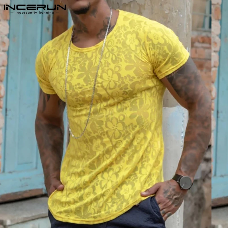 

American Style Mens Tees Casual Streetwear Stylish Breathable Mesh All-match Simple Print Short-sleeved T-shirts S-5XL INCERUN 7