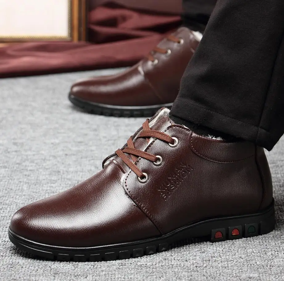 Мужские ботинки в винтажном стиле повседневные теплые с высоким вырезом на