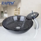 Заппо Ванная комната раковина твердая Стекло бассейна кран комплекты закаленное водопад Стекло раковина столешница туалет смеситель для мойки кран для раковины, кран для раковины,