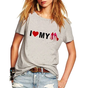 I Love Shoes Print Women t shirt Fashion woman's choice 5 Colors Short Sleeve O-Neck Basic Tops Summer it goes with everything