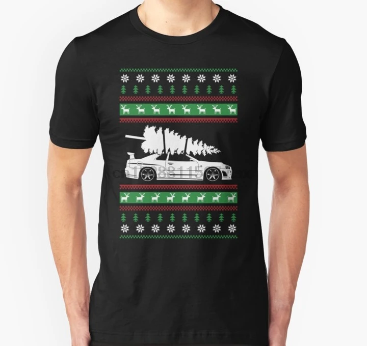 Мужская Рождественская футболка Nissan GTR R34 унисекс с принтом Футболки | одежда