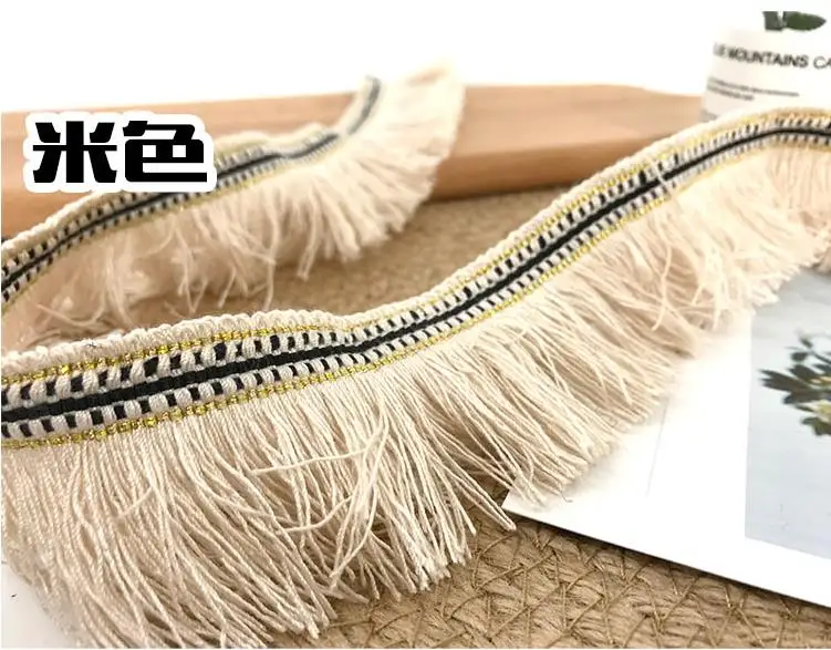 5Yards/Lot Gold Thread Ribbon Lace Trim Tassel Skirt Curtain Fringe Decoration Side Ethnic Wind Clothing Accessories 4.5CM Wide | Дом и сад