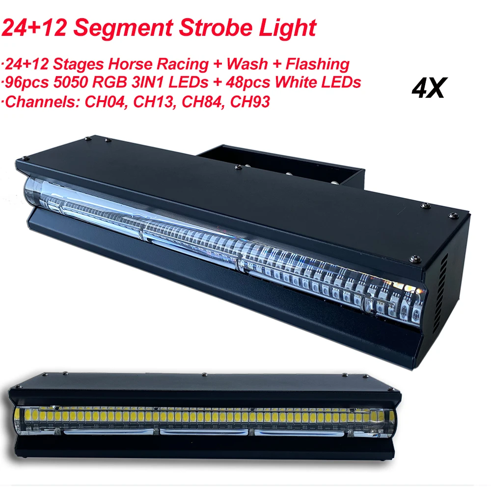 

4Pcs/Lot LED Horse Racing 24+12 Segment Strobe Light Stage Lighting Wash Flashing Effect Party Night Holiday DJ Wedding Lights