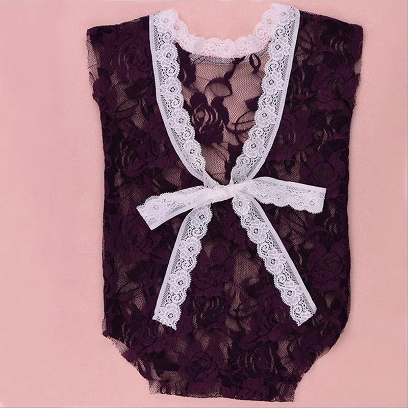 Baby Lace Romper Hat Newborn Mameluco Open Back Support The Vintage Photography Props Infant Clothes Gorro Bebe |