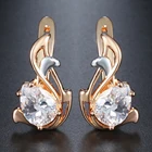 Серьги-подвески женские Davieslee в форме листьев с фианитом, из белого розового золота 585 пробы, DGEM12