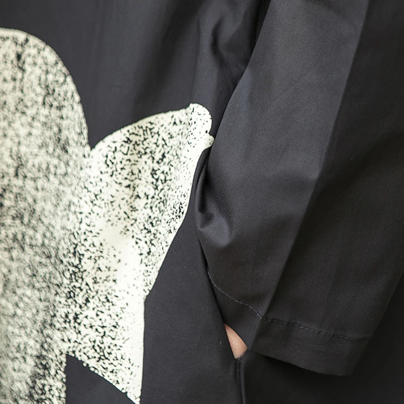 

SHENGPALAE fashion printed shirt dress women's autumn 2021 new lapel loose single breasted long sleeve mid-calf dresses female