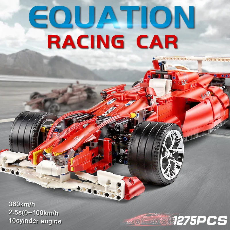 Высокотехнологичная модель автомобиля 0011 мини конструктор 8386 F1 Racer 1:10 скоростная