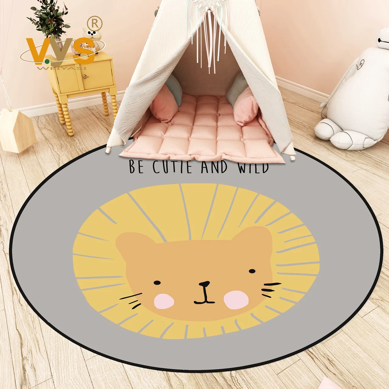 

Circular carpet study hanging chair balcony Nordic modern simple cartoon bear bedside bedroom circular carpet