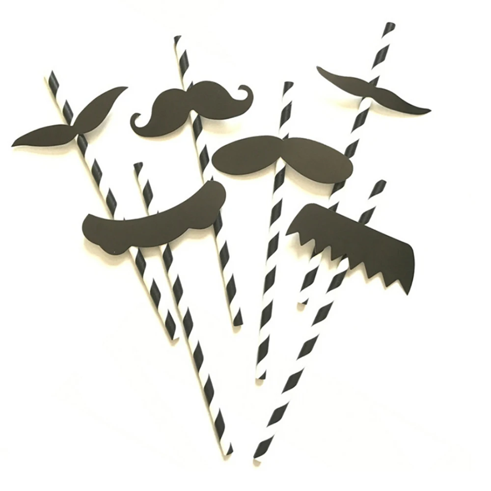 6 шт./упак. черно белые бумажные трубочки в полоску свадебные декоративные