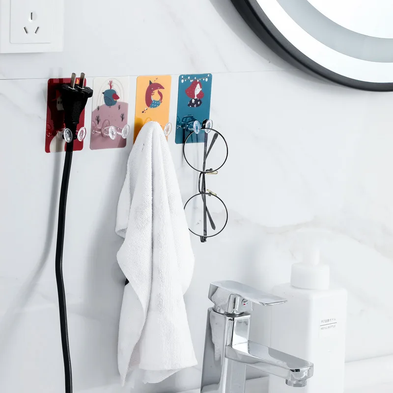 4pcs Strong Adhesive Hook Power Plug Socket Hanger Holder Wall Mounted Self Sticky Hooks Multi-function Storage | Дом и сад