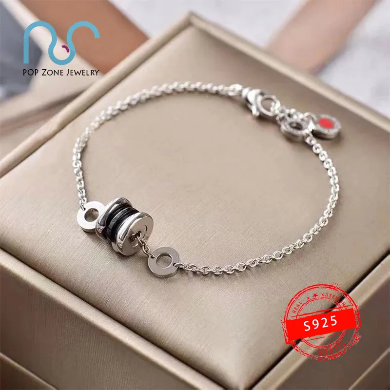 

Famous Brand Luxury Bracelet Zero Red Children Series Bracelet Black Ceramic Spiral Shape Sterling Silver Bracelet 1:1 With Logo