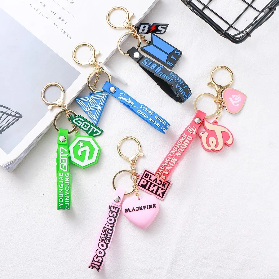 

FCBTS Bangtan boys pvc soft key got7 twice Three-dimensional soft keychain pendant cartoon small gift event gift
