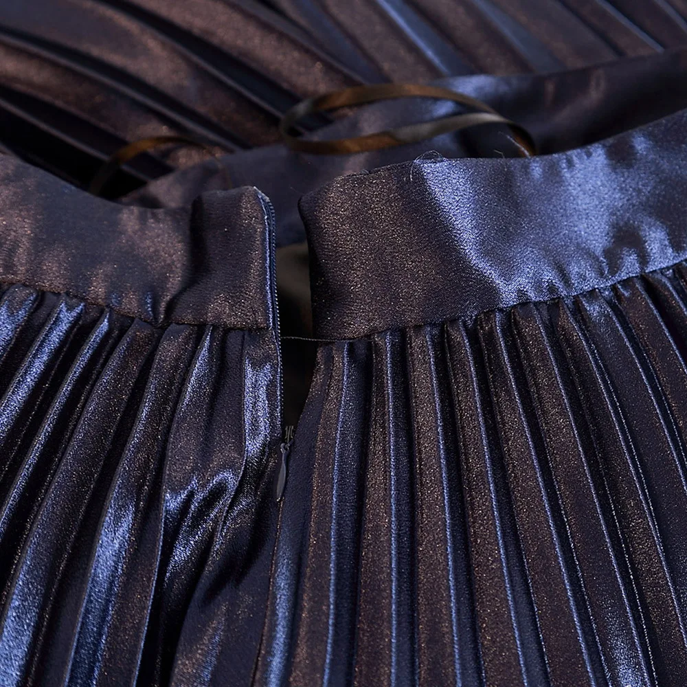 Женские юбки осень зима новая мода Высокая талия Лоскутная плиссированная юбка