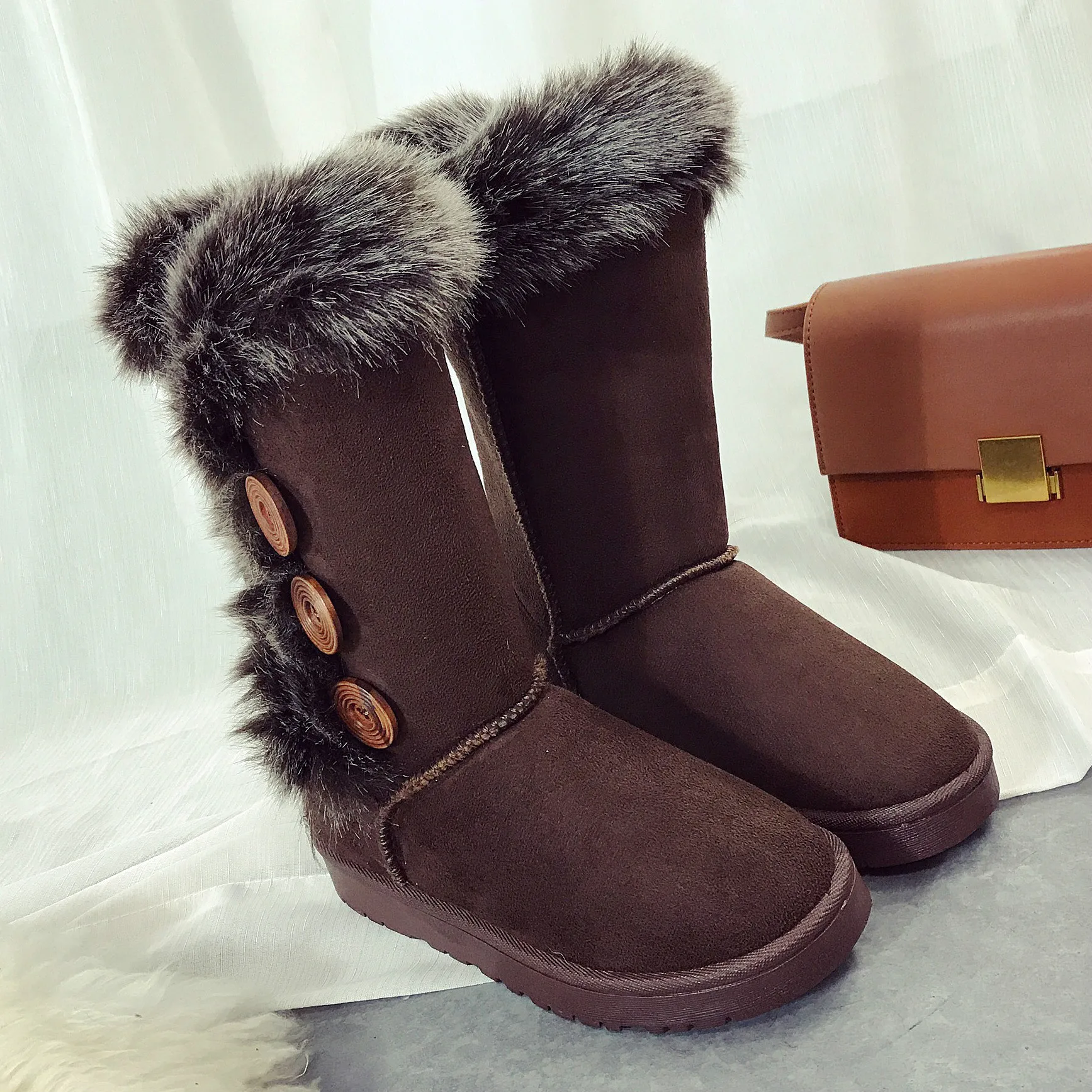 Diweini/Роскошные короткие ботинки зимние на овечьем меху натуральная шерсть