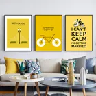 Картина на желтом холсте с цитатами жизни Вдохновляющие Слова картины уличная лампа велосипед настенный плакат принты для декора гостиной