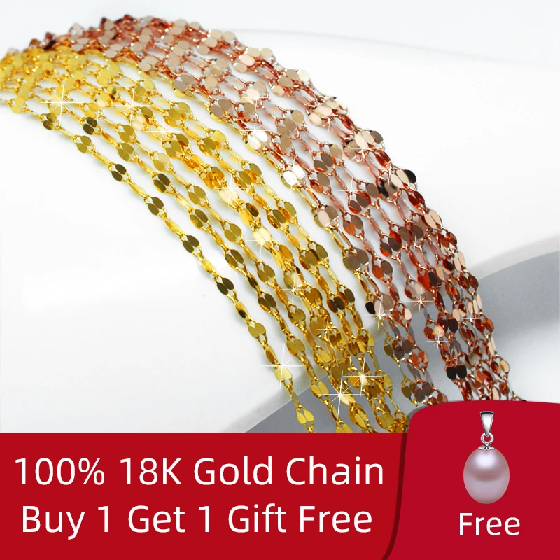 Женское Ожерелье из 18 каратного золота с подвеской в виде плитки|Ожерелья| |