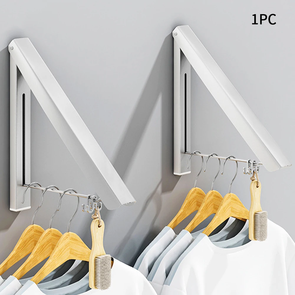 

Closet Valet Durable Space Aluminum Balcony Wall Mount Collapsible Folding Hanging Rack Clothes Organizer Apartment Bathroom