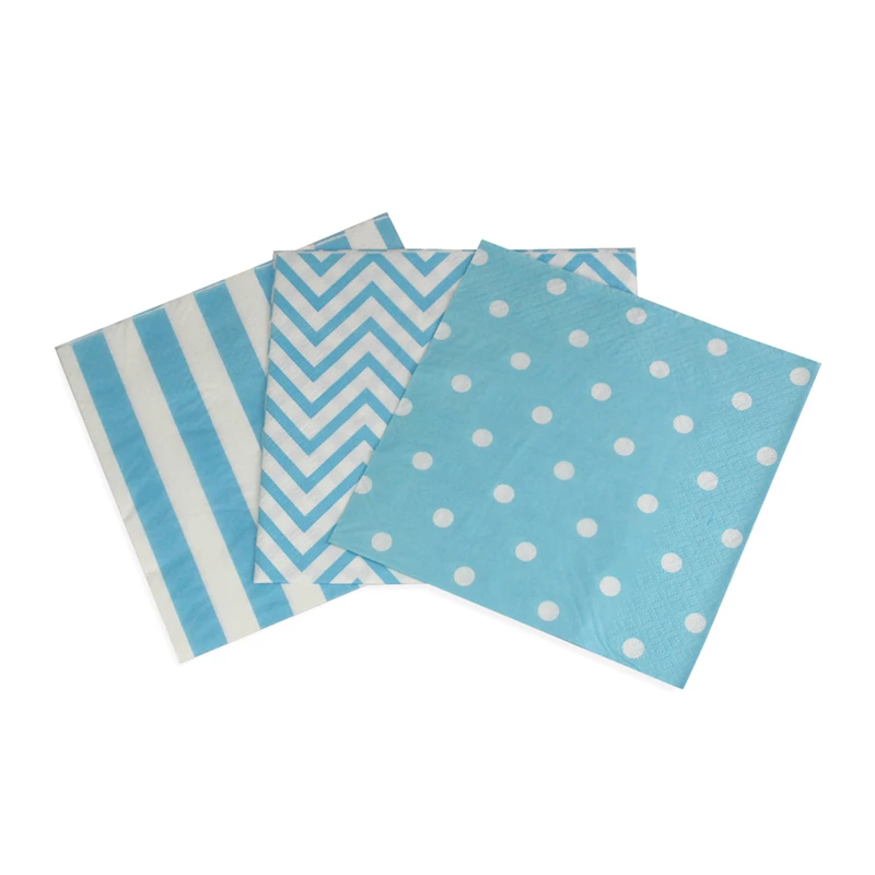 120 шт одноразовые бумажные салфетки синий шеврон Полосатый горошек Дизайн Винтаж