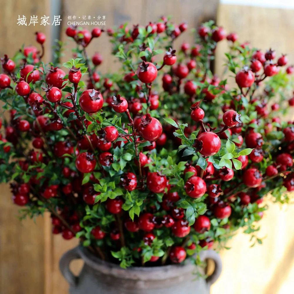 

1PC PE Foam Pomegranate Artificial Flower Real Touch Decoration Plant Fruit Plastic flower