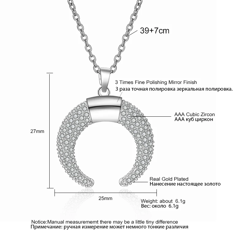 UILZ горячая Распродажа изящное ожерелье с кулоном изогнутое полумесяцем Золотое
