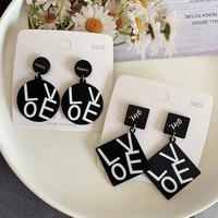 new fashion big black square round acrylic dangle earrings for women girls geometric spot dot drop earrings punk party jewelry