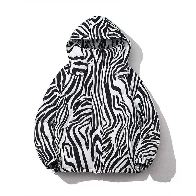 

Зимняя пуховая куртка YASUGUOJI с капюшоном и полосками зебры, Женская парка в стиле хип-хоп, уличная одежда, толстые теплые куртки оверсайз, пал...