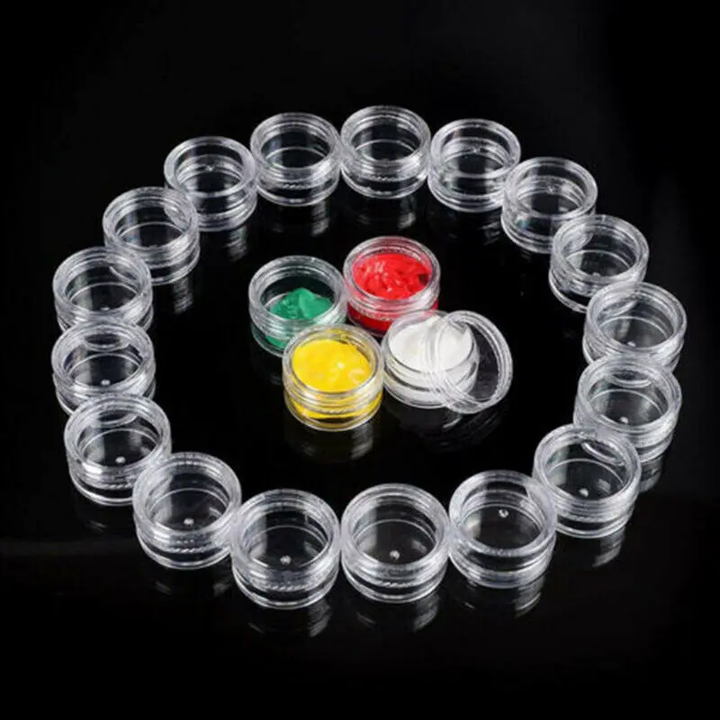

10/20/30PCS 5ML Transparent Plastic Jewelry Bead Storage Box Small Round Container Jar Finishing Storage Box