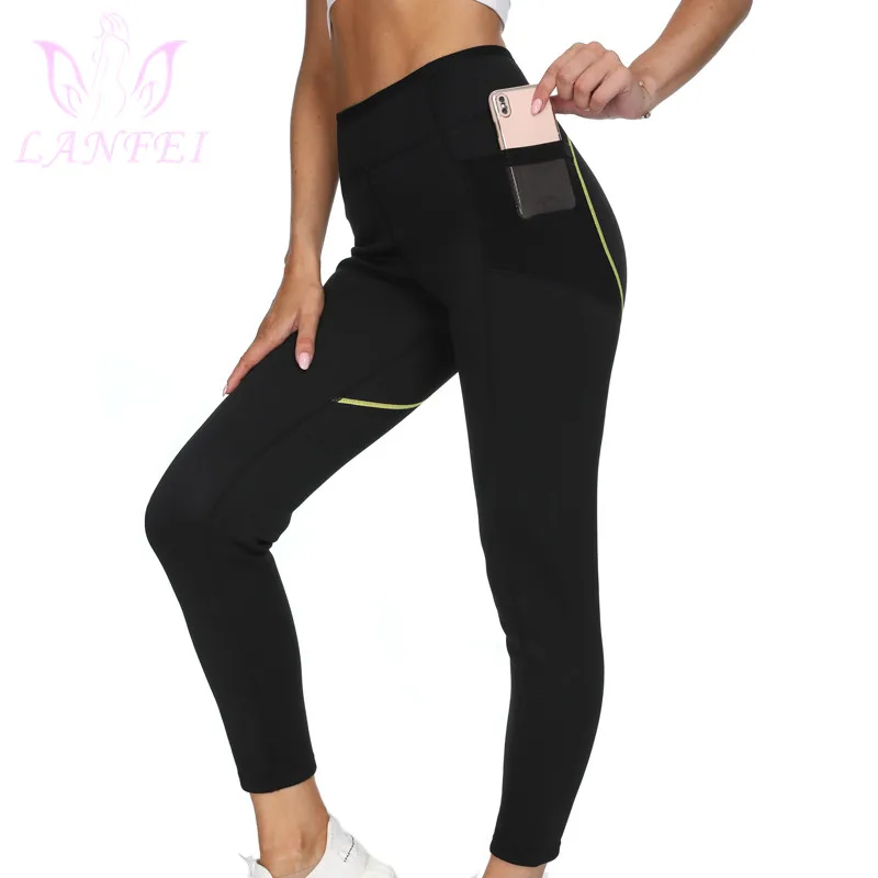 

LANFEI Neoprene Sauna Pants Women Slimming High Waist Trainer Sweat Gym Workout Legging Shaper Capris Thermo Fitness Trousers