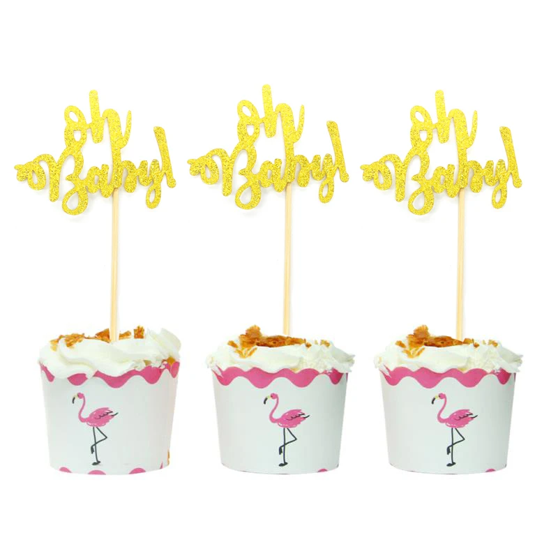 10 шт. блестящие золотые топперы Oh Baby 1st для капкейков oh boy Girl wild one Shower детский Декор