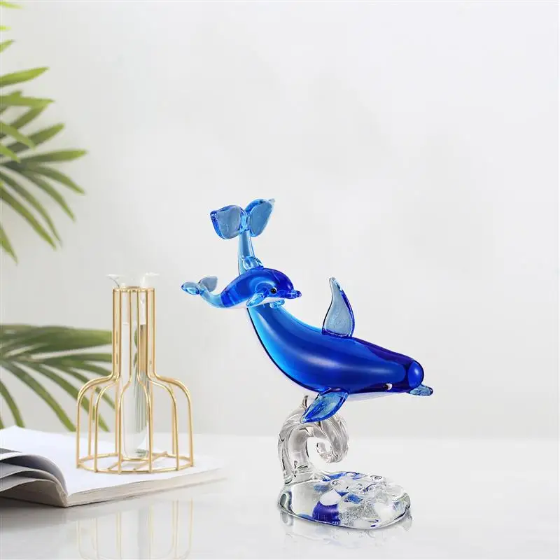 

Crystal Dolphin Animal Figurine Desktop Adornment Supplies Ocean Crystal Dolphin Handmade Animal Statue Art Glass Dolphin Statue