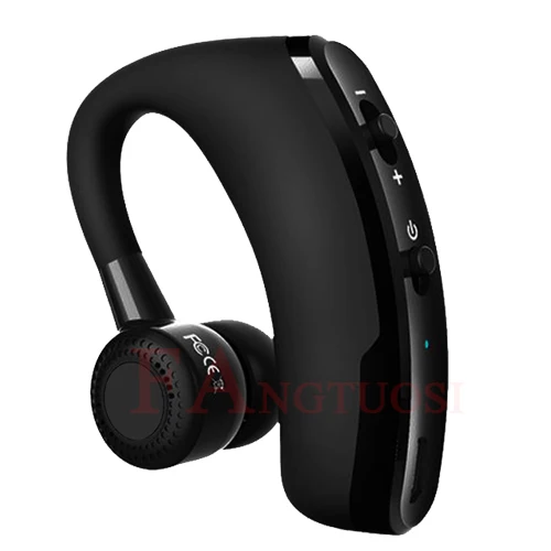 black FANGTUOSI V9 бизнес беспроводные Bluetooth наушники Handsfree шумоподавление Гарнитура ушные крючки наушники с микрофоном для iPhone 11 - Цвет: black