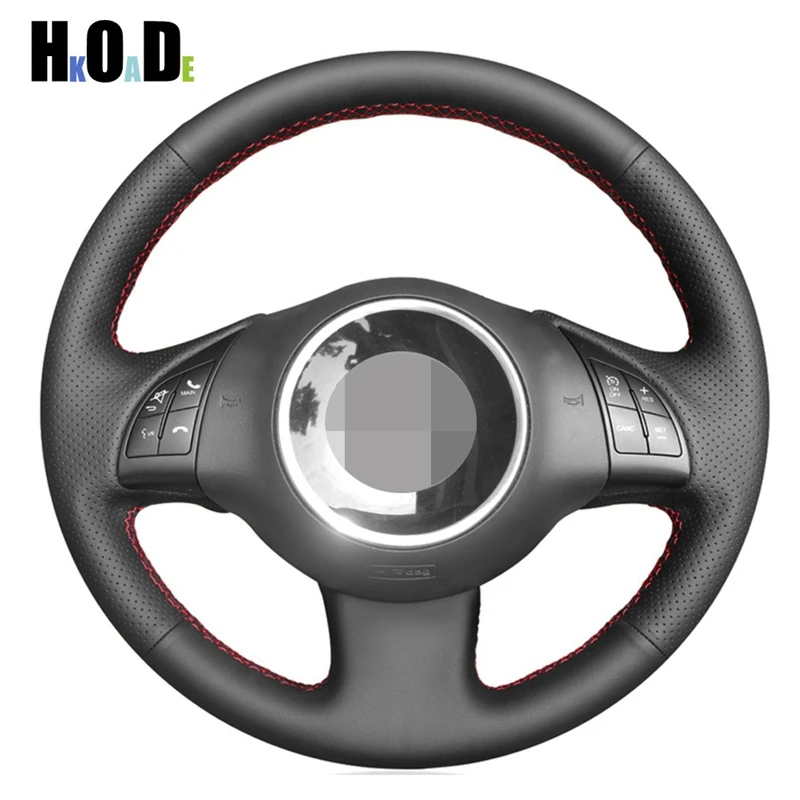 

Artificial Leather Steering Wheel CoverDIY Black Hand-stitched Car Steering Wheel Covers For Fiat 500e 500 2008-2019