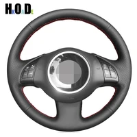 artificial leather steering wheel coverdiy black hand stitched car steering wheel covers for fiat 500e 500 2008 2019