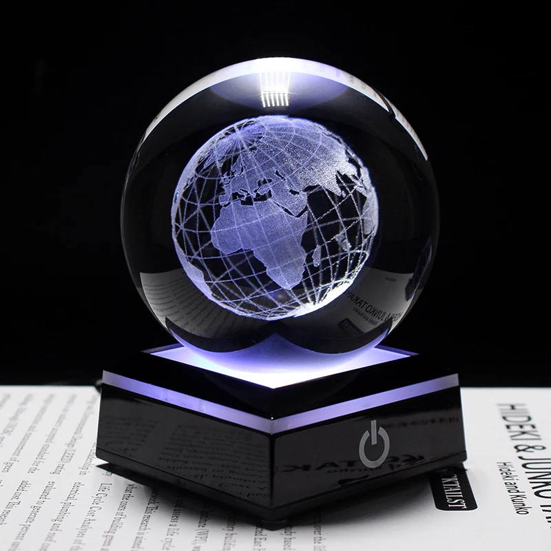 

8cm 3D Earth Laser Engraved Crystal Ball Solar System Planet Milky Say Galaxy Globe Glass Sphere Astronomy Gift Home Decoration